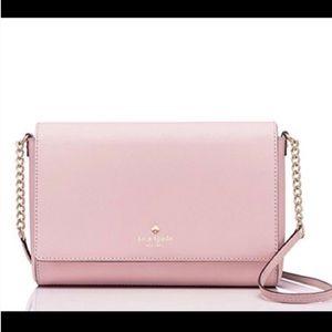 KATE SPADE Charlotte Street Alek Flap Crossbody Blush Pink Leather